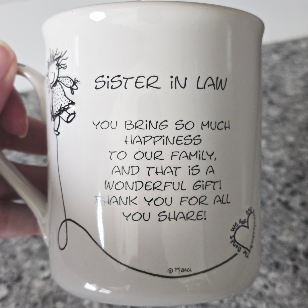Children of the Inner Light Sister In Law Mug White Black‎ Gingham Handle Marci - Picture 7 of 11